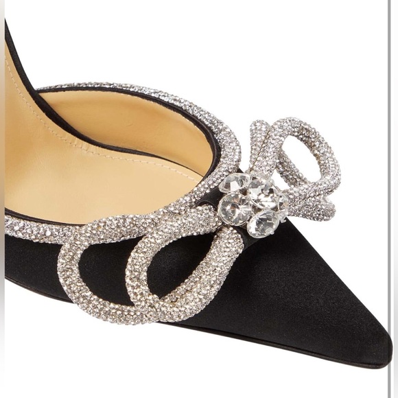 LauraVicci Women's Heeled Sandals Pointed Toe Crystal Bow - Black 7.5 - Picture 7 of 7